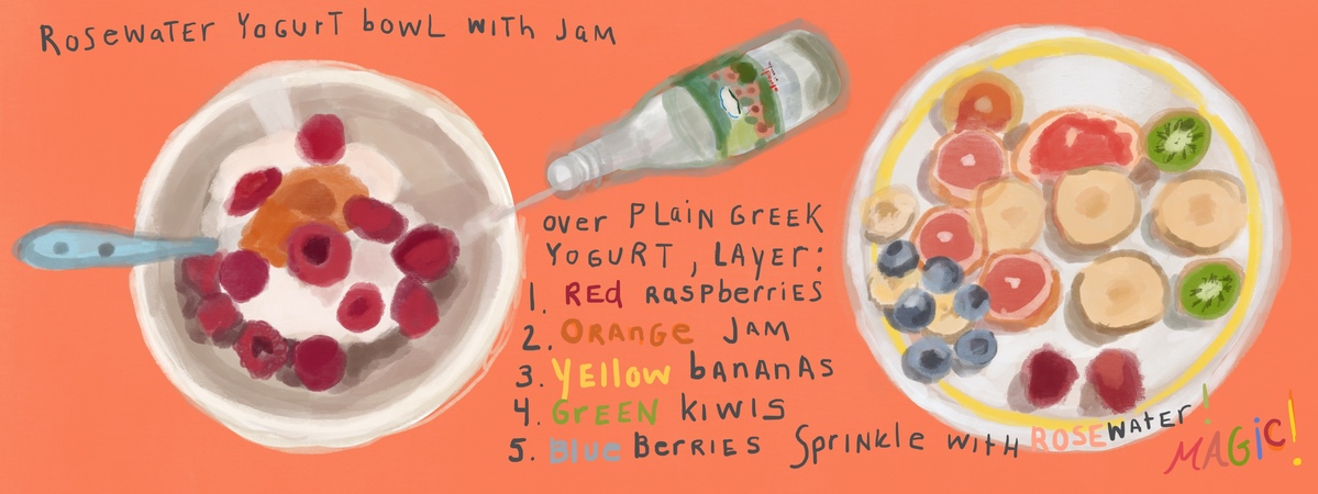 Rosewater Yogurt Bowl with Jam by Leah Odze Epstein