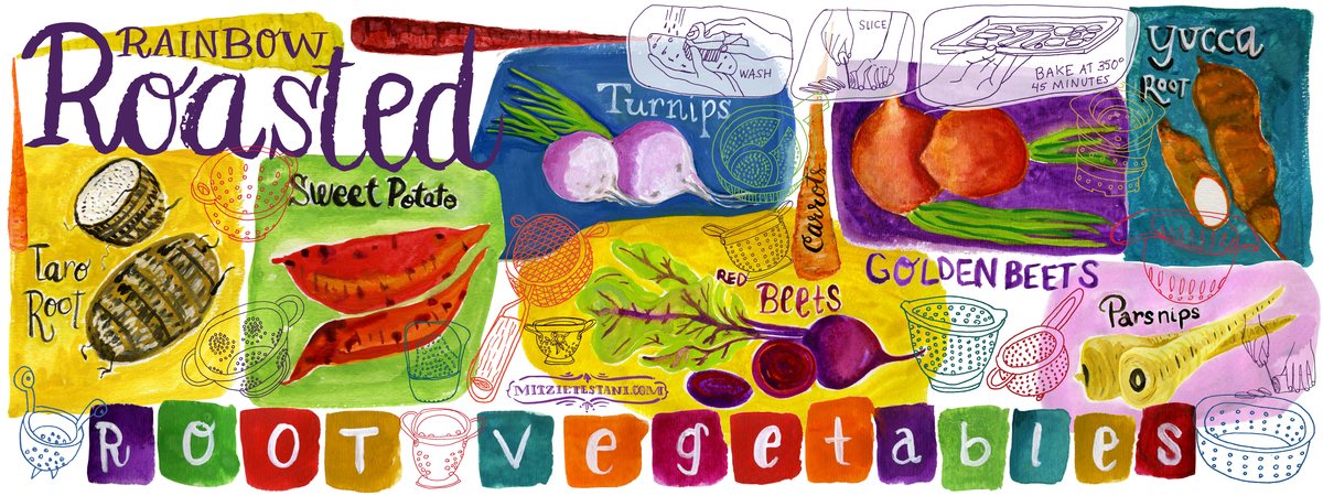 Rainbow Roasted Root Vegetables by Mitzie Testani