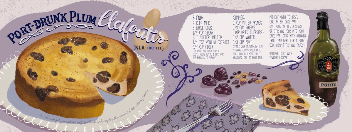 Port-Drunk Plum Clafoutis by Tara JW Neal