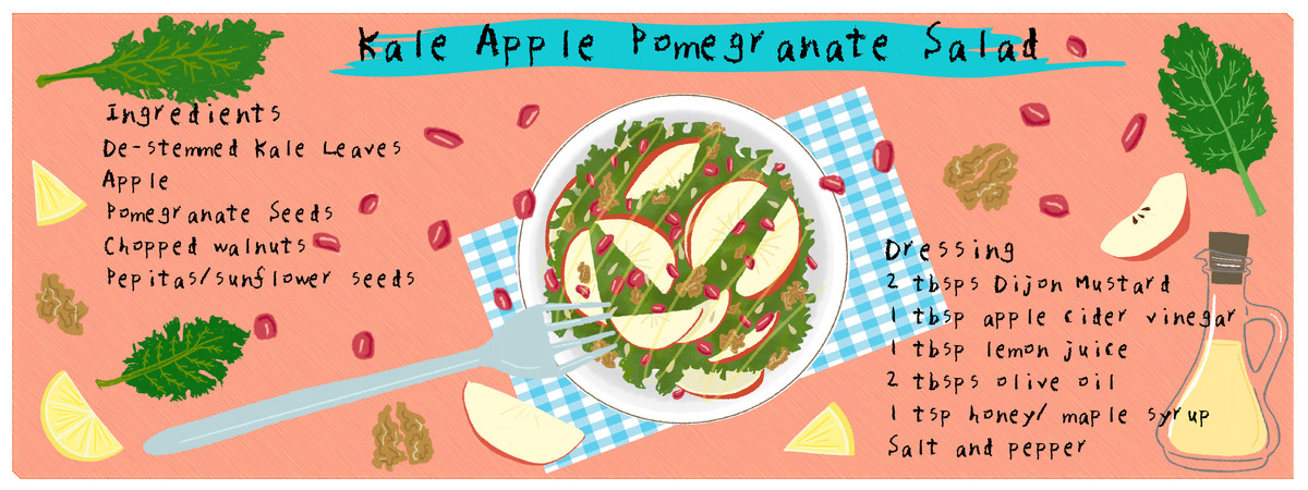 Kale Apple Pomegranate Salad by Cherub Chan