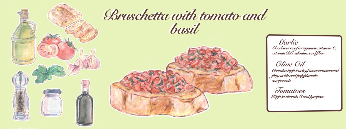 Bruschetta with tomato and basil by Katariina Purru