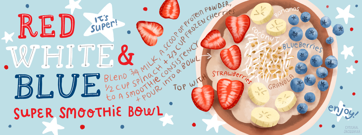 Red, White & Blue Super Smoothie Bowl by Cynthia Jacquette