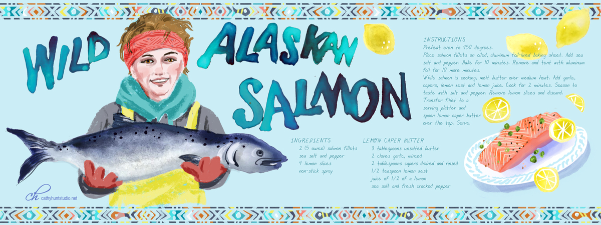 Wild Alaskan Salmon with Lemon Butter Caper Sauce by Cathy Hunt
