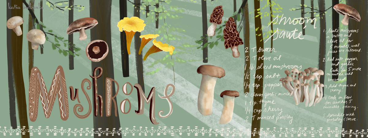 Mushrooms by Katia Bulbenko