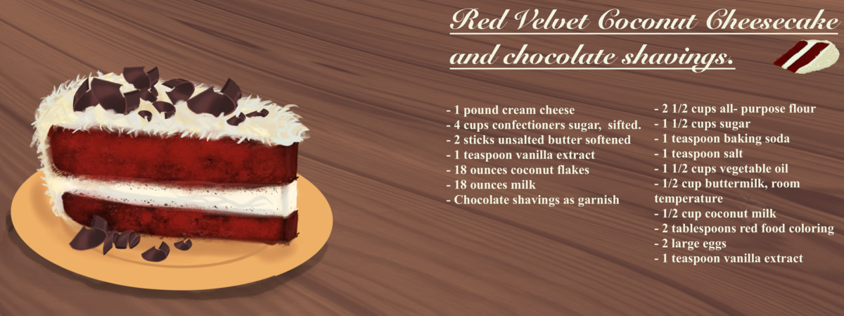 Coconut Red Velvet Cheesecake Cake with Chocolate Shavings by James Walker