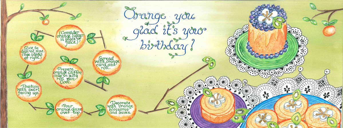 Orange Roll Birthday Cake by Gina M. Brown