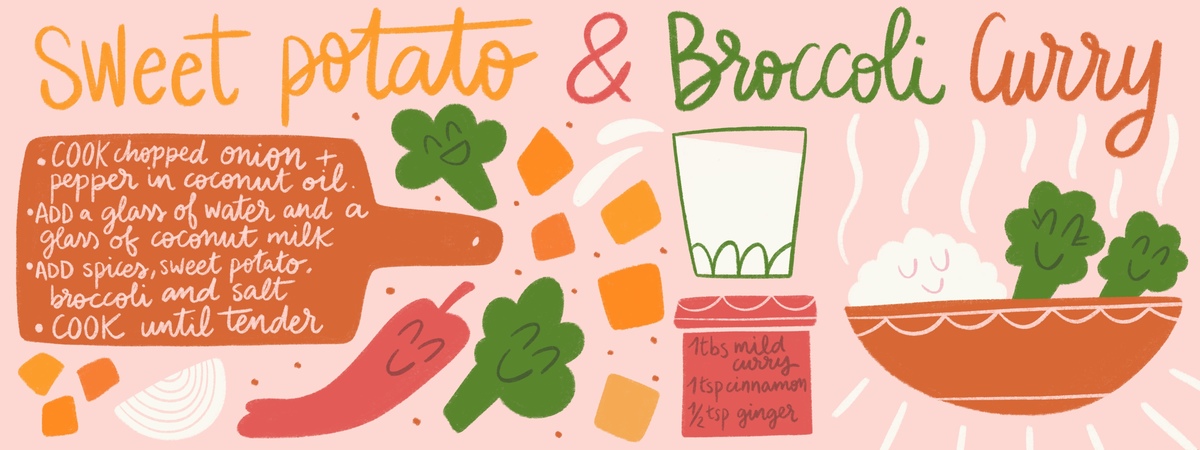 Sweet potato and broccoli curry by Natalia González