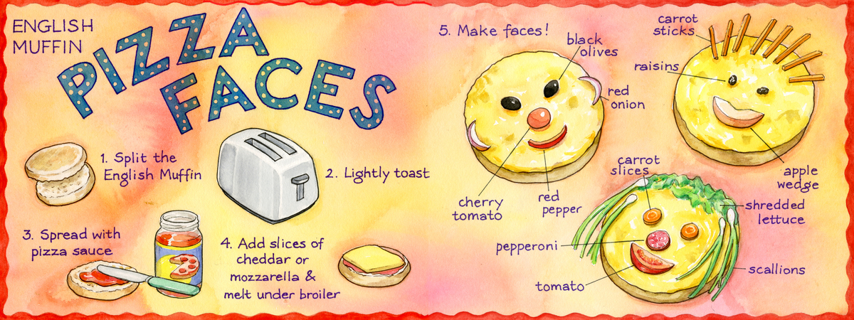 English Muffin Pizza Faces by Alison Kolesar