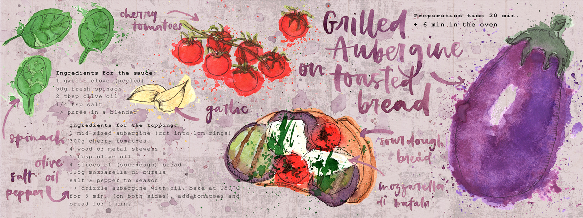 Grilled Aubergine Toast by Caroline Christen