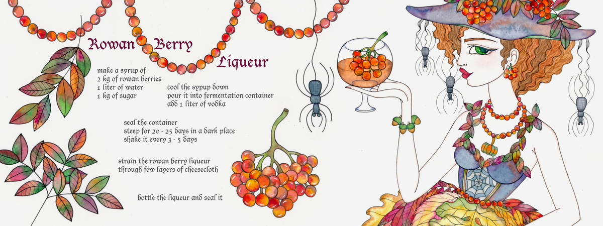 Rowan Berry Liqueur by Mariya Paskovsky Illustration