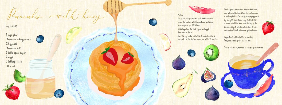Pancakes with honey by Tanya Amos
