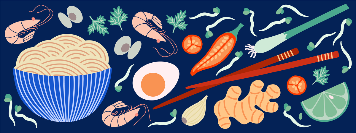Spicy seafood noodles by Pippa Shaw