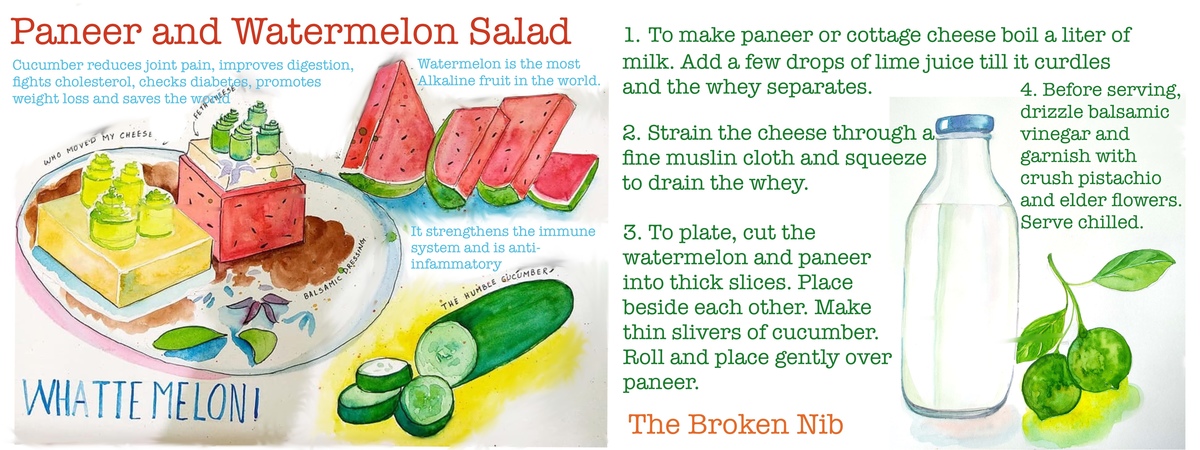 Paneer and Watermelon Salad by Chronicles of the Broken Nib