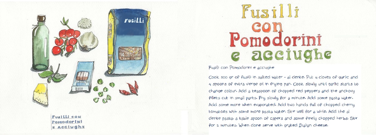 Fusilli con Pomodorini e Acciughe by Dorine van der Vloodt