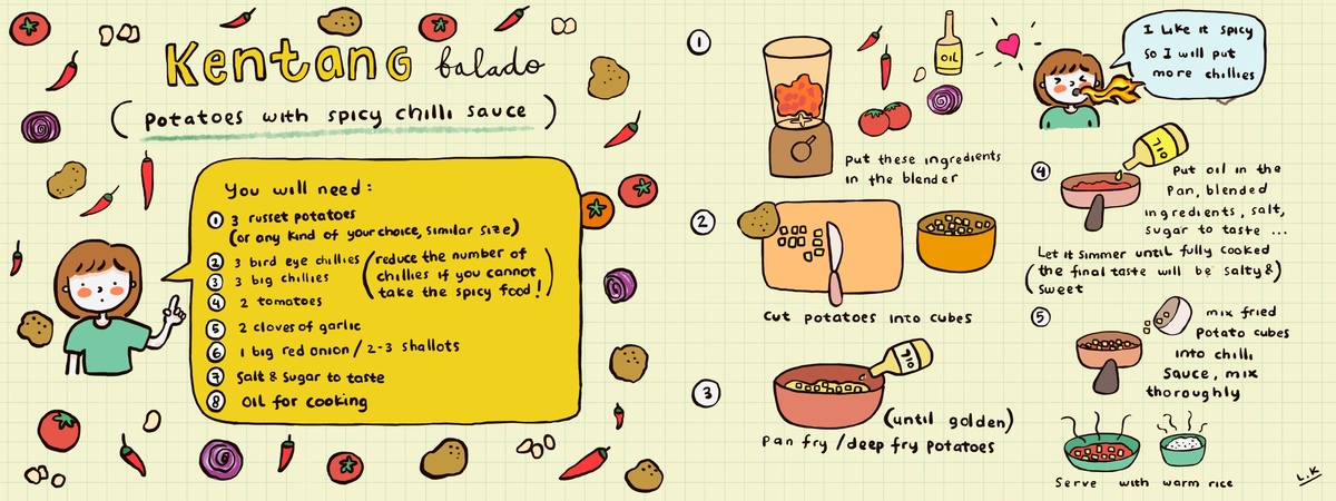 Global cuisine! Kentang Balado (Potatoes in spicy chilli sauce) by Lina Kartika