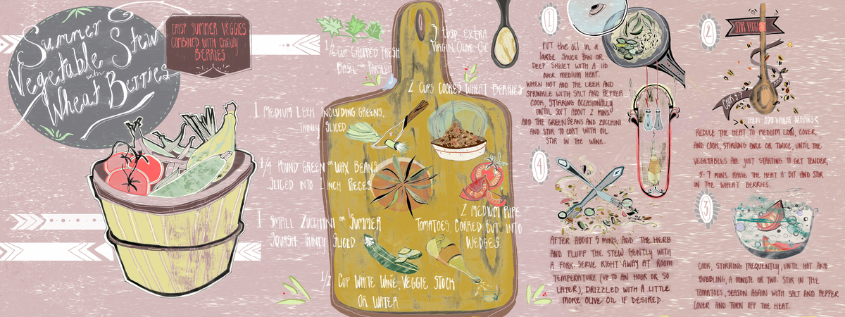 Summer Vegetable Stew with Wheat Berries by Tania Talbot