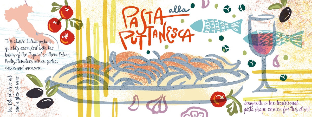 Pasta all Puttanesca- Global Cuisine by Leticia Plate