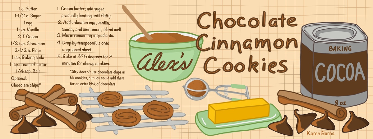 Alex’s Chocolate Cinnamon Cookies by Karen Burns, The Warped Spinster