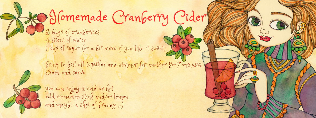 Homemade Cranberry Cider by Mariya Paskovsky Illustration