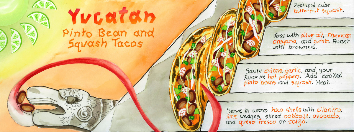 Yucatan Pinto Bean And Squash Tacos by Gina M. Brown