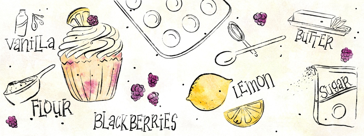 Lemon Blackberry Cupcakes by Samantha McLelland