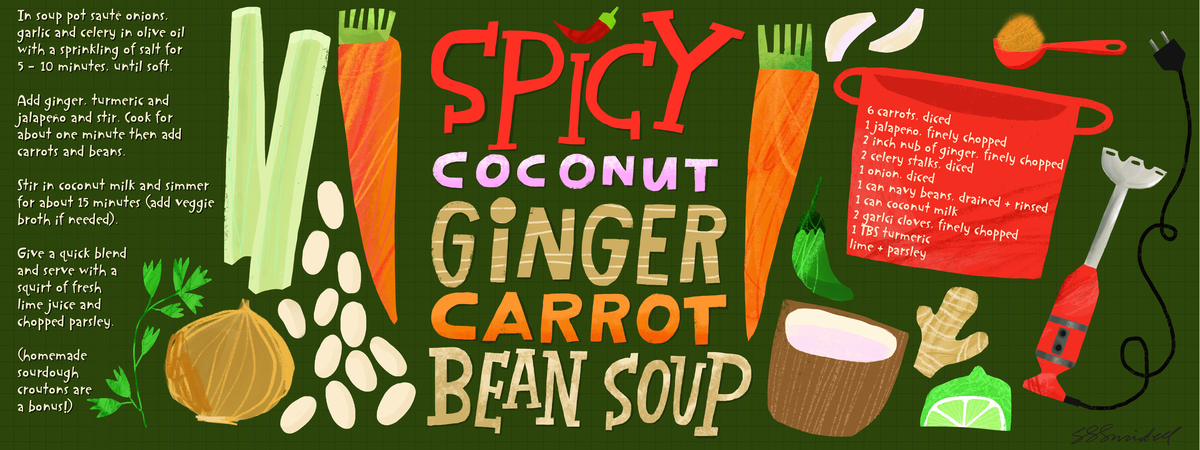 Spicy Coconut Ginger Carrot Bean Soup by Salli S. Swindell