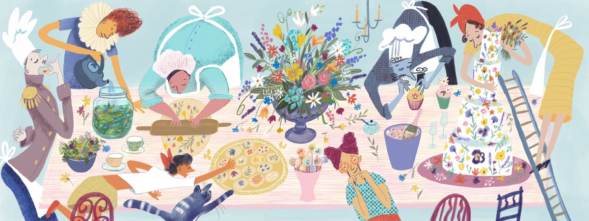 Edible flowers - Kitchen Scene by Juliana Oakley