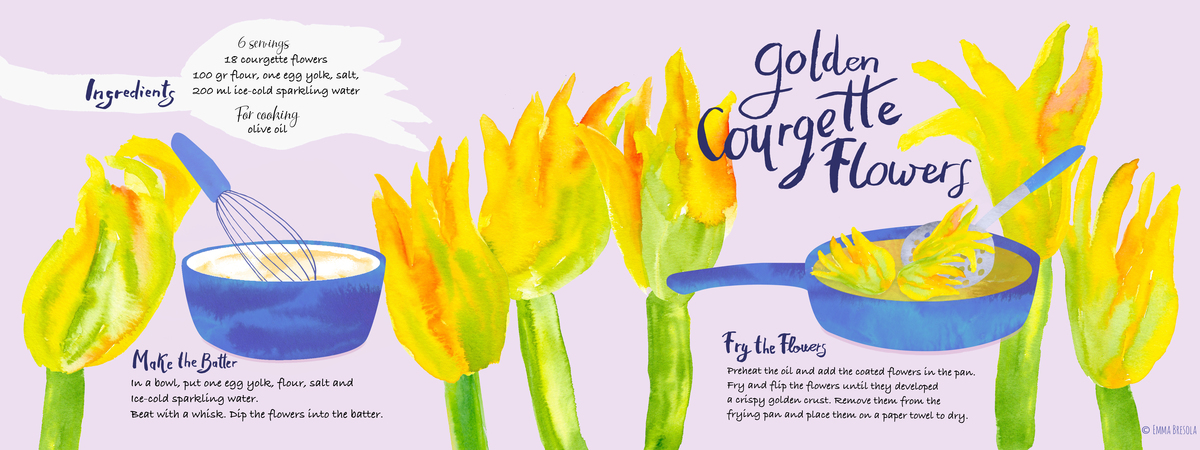Golden Courgette Flowers by Emma Bresola