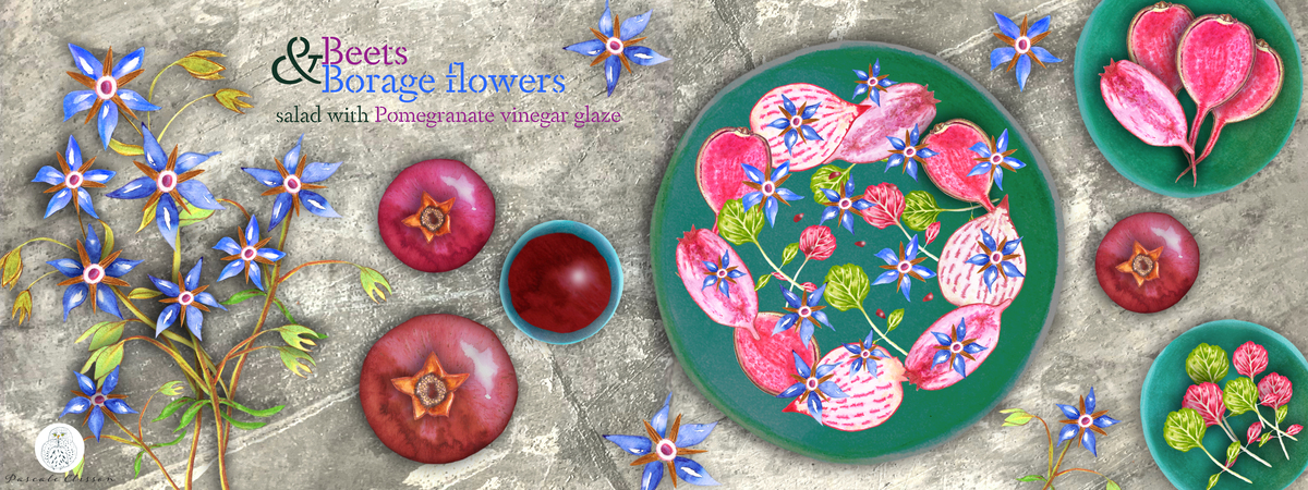 Borage flowers & beets salad by Pascale Clisson