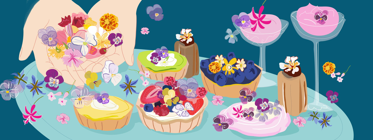 Happy Edible Flower Desserts by Annie Bakst
