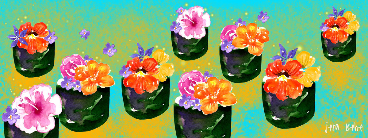 Edible Flower Sushi by jesa behe