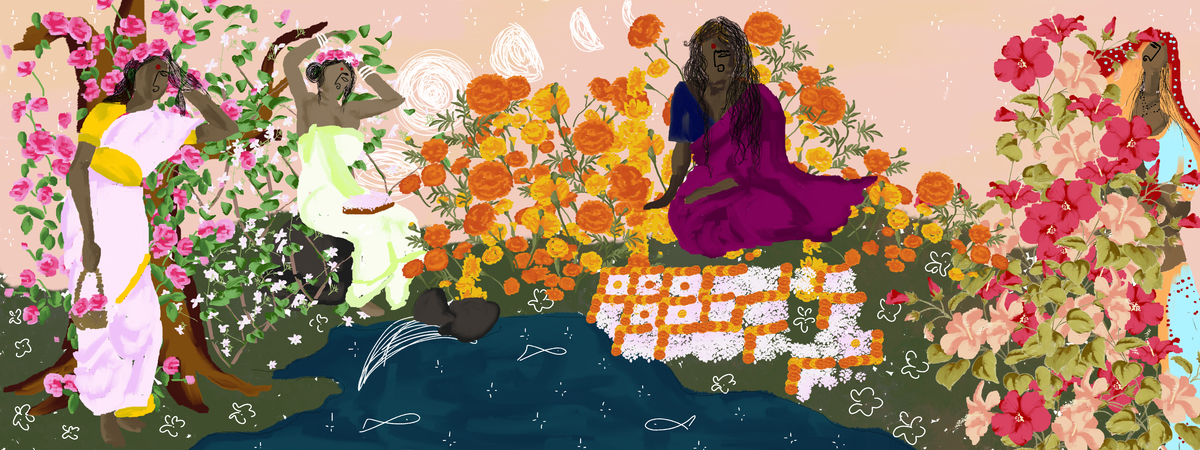 Edible flower goddesses by Madhushri Kamat