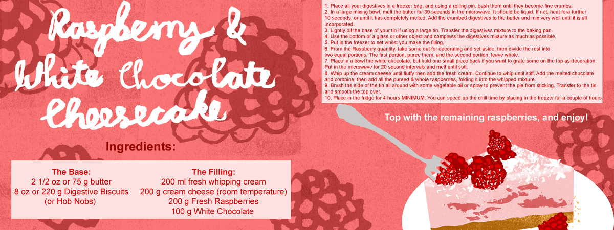 Raspberry and White Chocolate Cheesecake by Rebecca Padgham