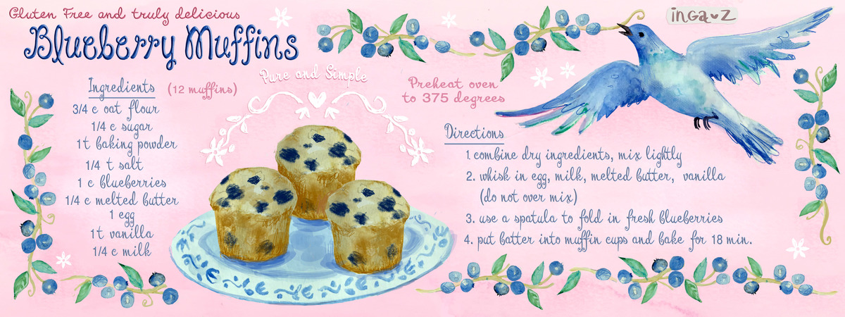 Delicious Fresh Blueberry Muffins (that happen to be gluten free) by Inga Larson Zwirschitz