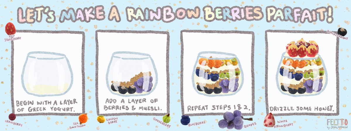 Rainbow Berries Parfait by feltto