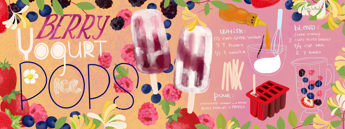 Berry Yogurt Ice Pops by Katia Bulbenko