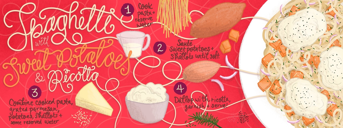 Spaghetti with Sweet Potatoes and Ricotta by Jennifer Hines