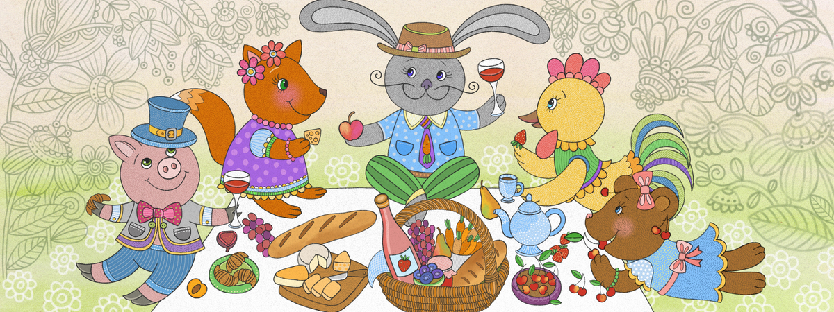 "Best Friends" Let's Have a Picnic by Mariya Paskovsky Illustration