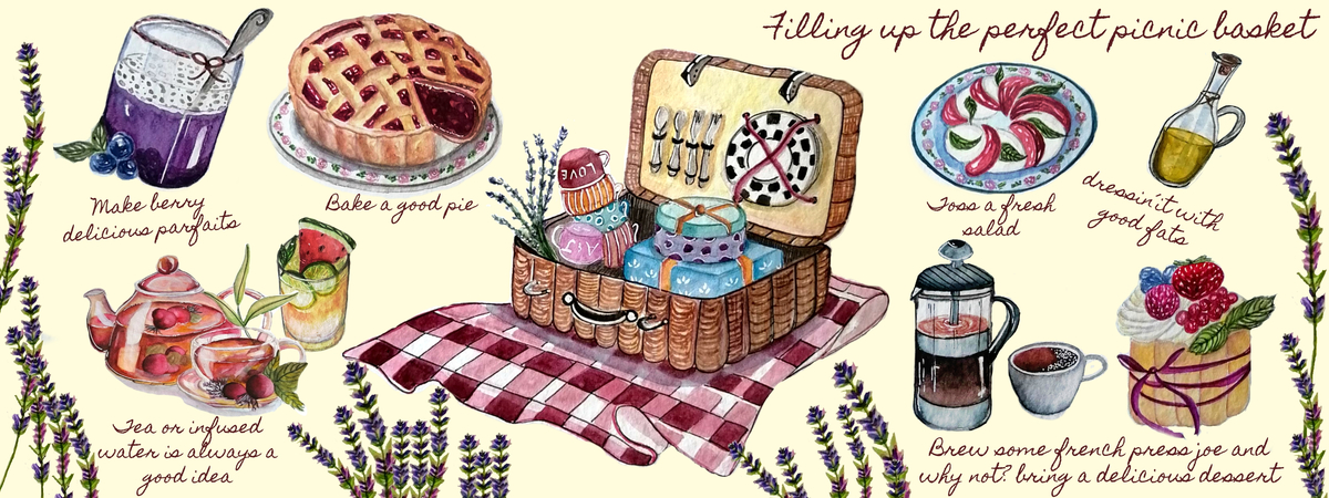 Filling Up The Perfect Picnic Basket by anna.aquarelles