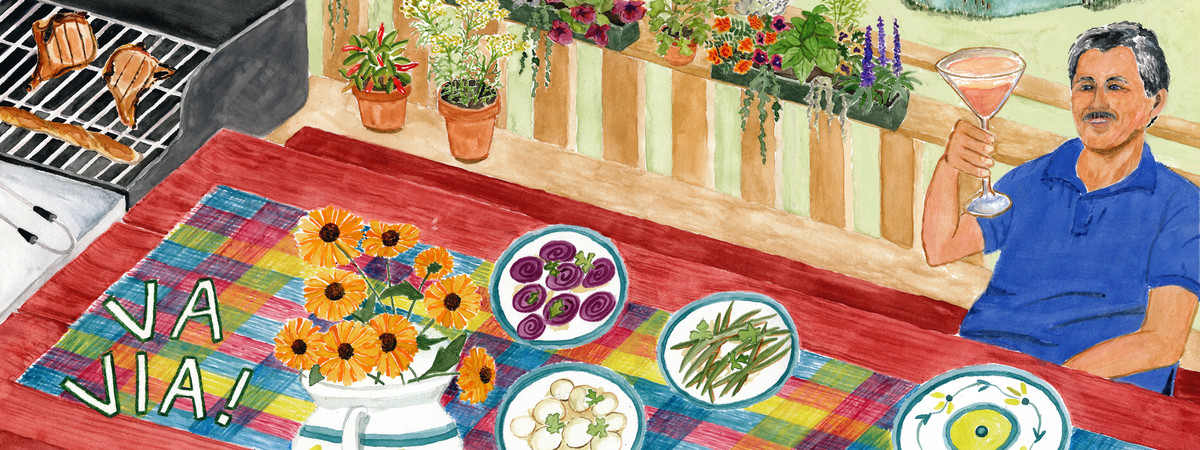 Va Via Farm Deck Picnic by Gina M. Brown