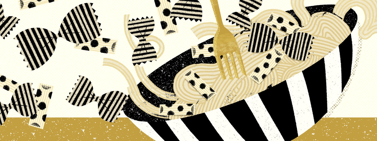 Black & White Pasta Dreams by Faye.Guanipa_illustration