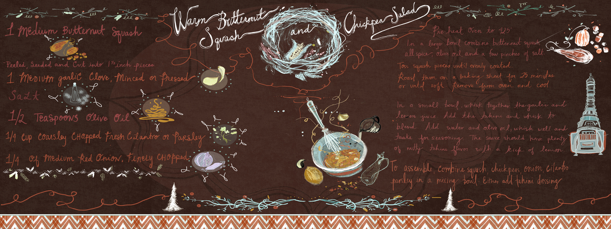 Warm Butternut Squash and Chickpea Salad Holiday Recipe by Tania Talbot