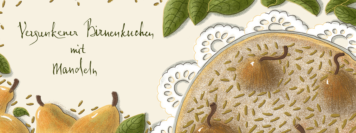 Sunken pear cake with almonds by Anastasiia Nikitina