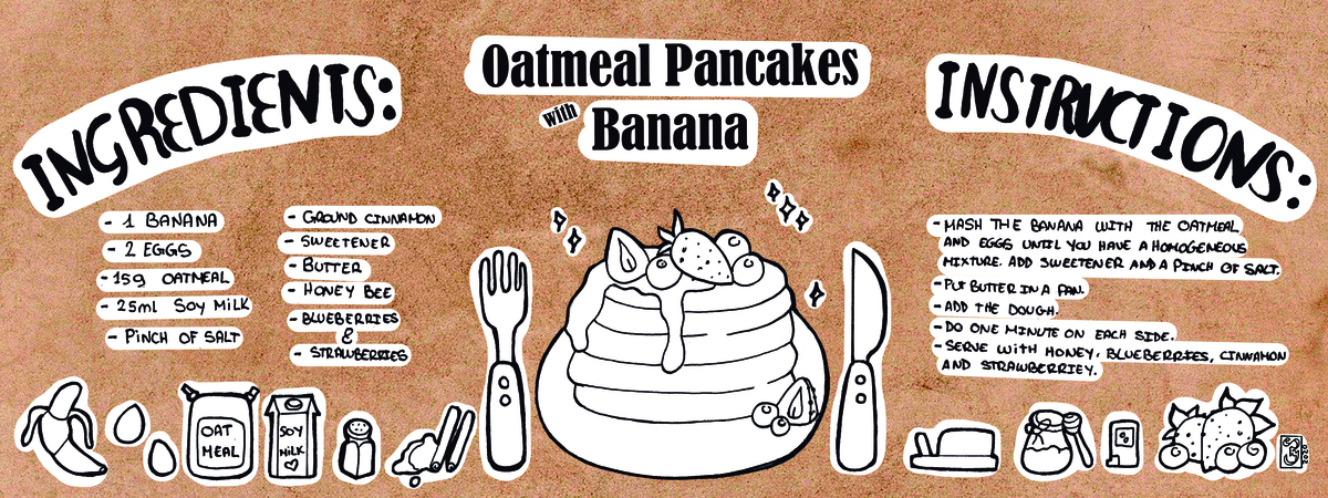 Oatmeal Pancakes With Banana by Corysartillustration