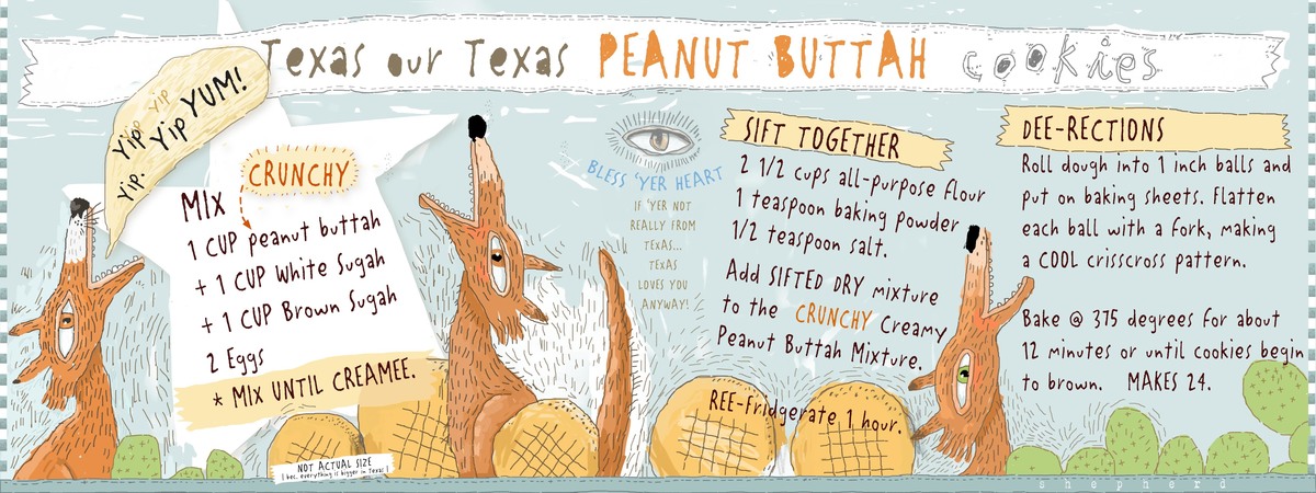 TEXAS our TEXAS Peanut Buttah Cookies by Amanda Shepherd Illustration