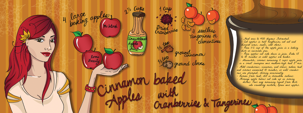 Cinnamon Baked Apples with Cranberries and Tangerines. by Louma El-Khoury