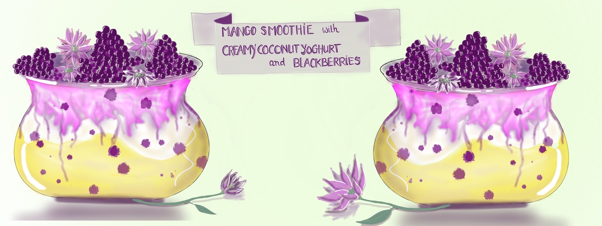 Mango smoothie with blackberries by Marisa Witte