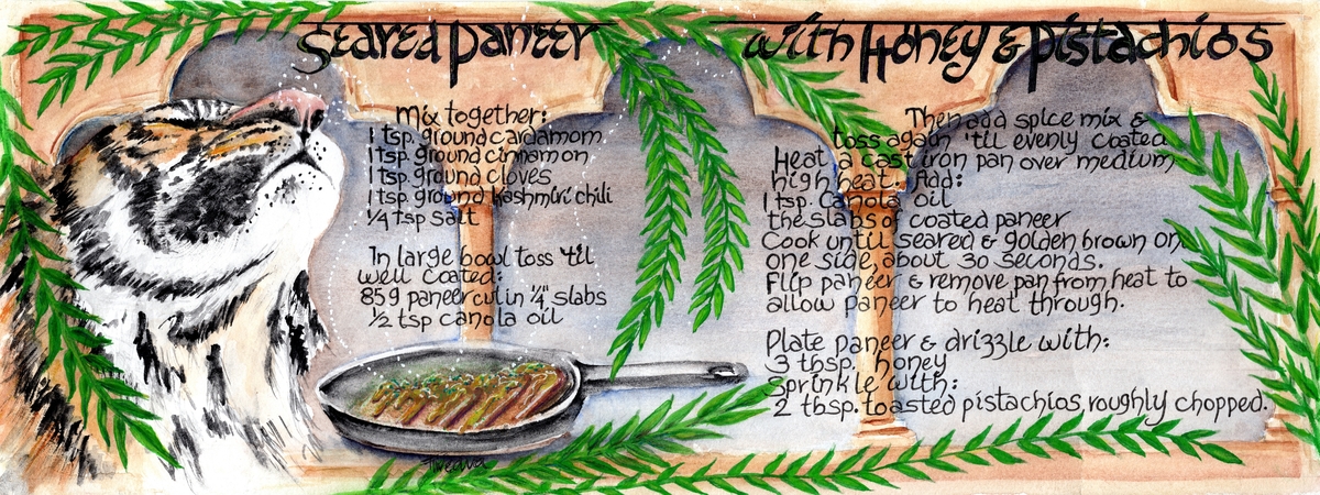Seared Paneer with Honey and Pistachios by Treava Pegg