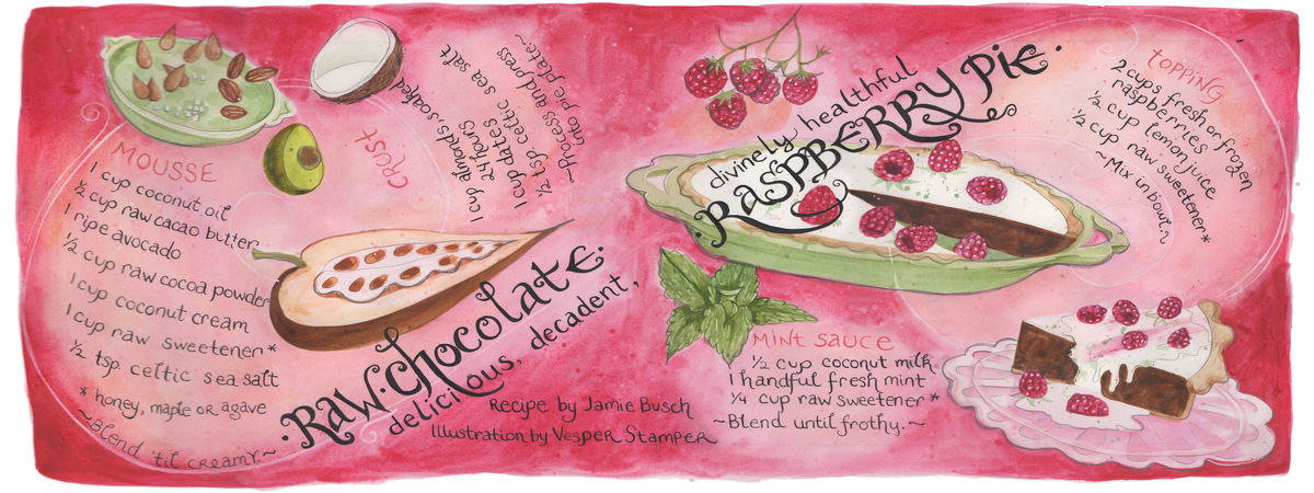 Raw Chocolate Raspberry Pie by Vesper Stamper