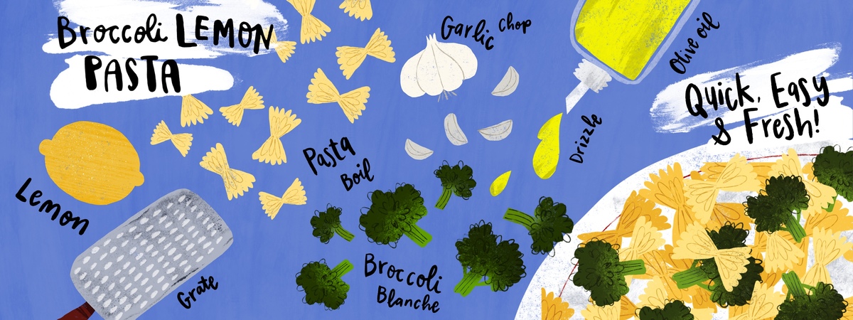 Broccoli Lemon Pasta by Mellifera Paper